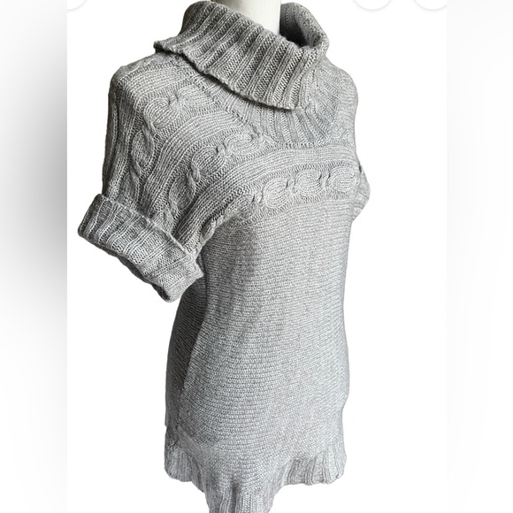 Planet Gold Knit Sweater Dress Tunic S/S Turtleneck Bodycon Gray Juniors - Picture 2 of 7